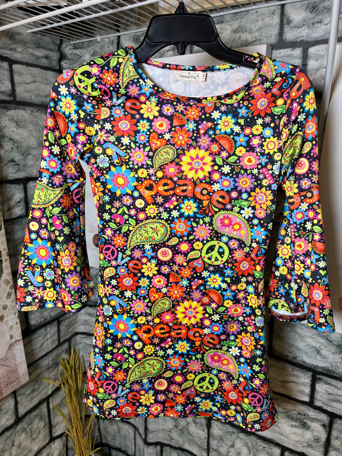 BesserBay Black Floral Dress Girls sz 130 = sz 8