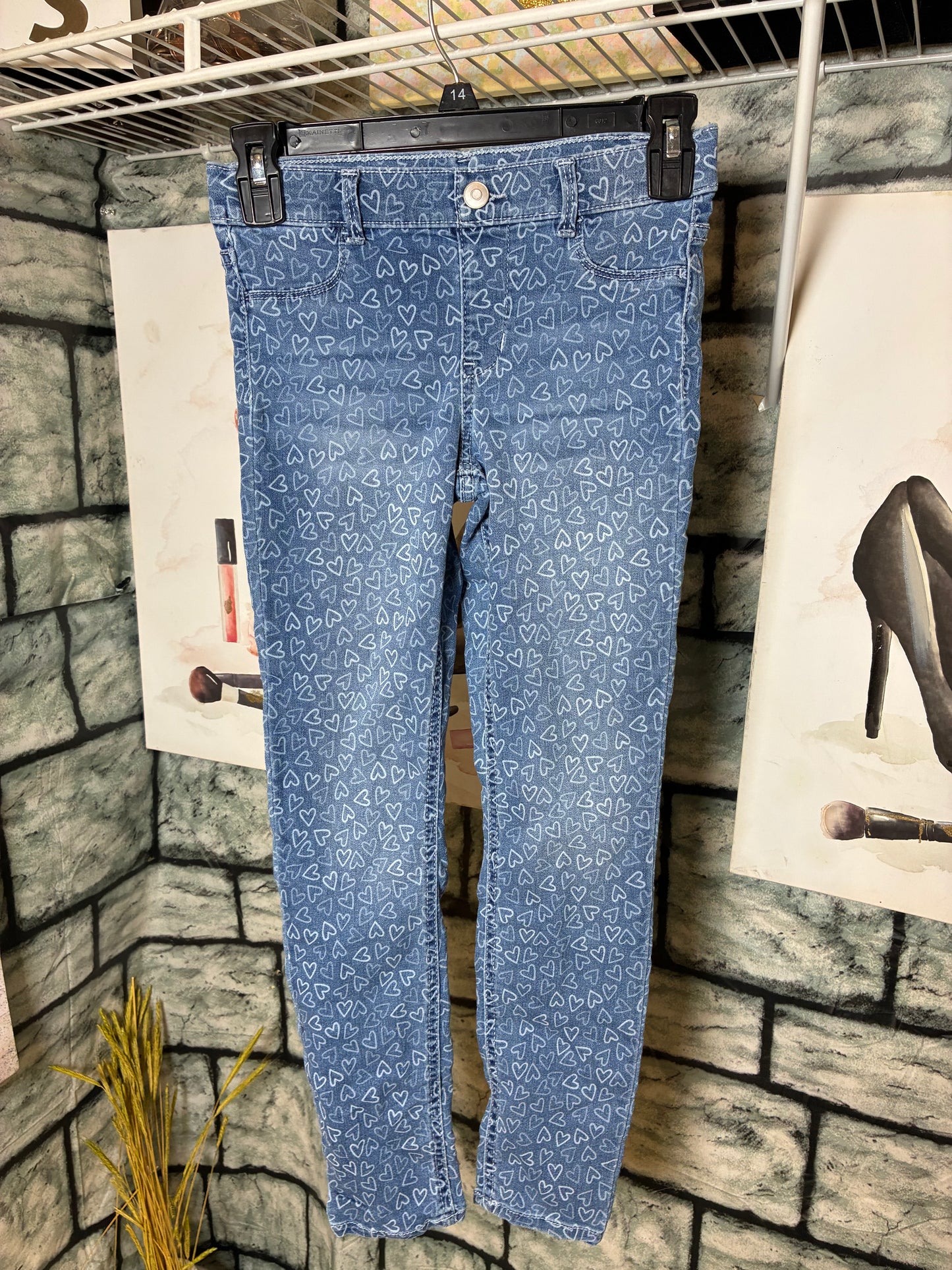 Wonder Nation Blue Denim Heart Jeans Girls sz 10/12