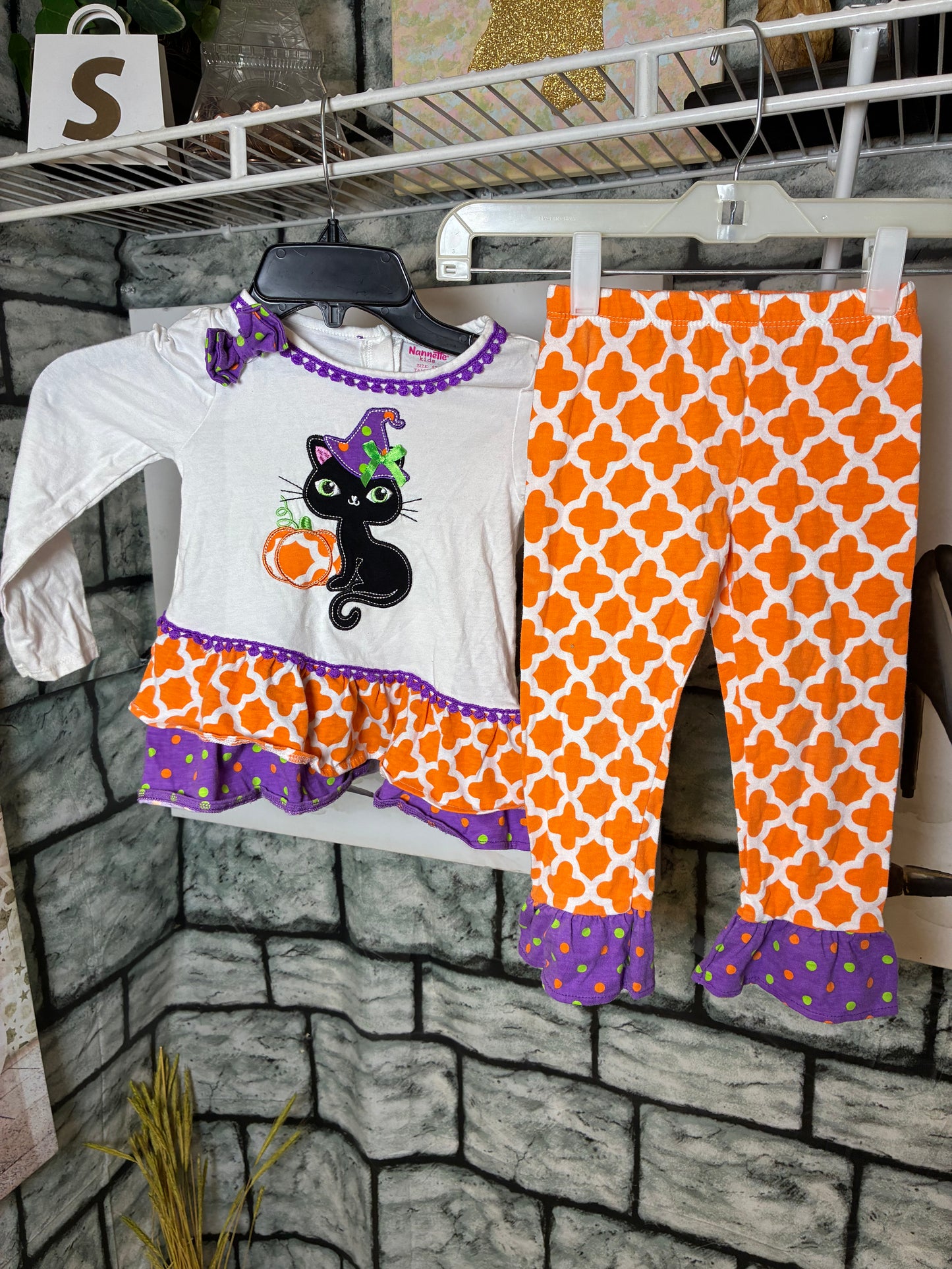 Nannette Halloween White Orange Set Girls sz 4T