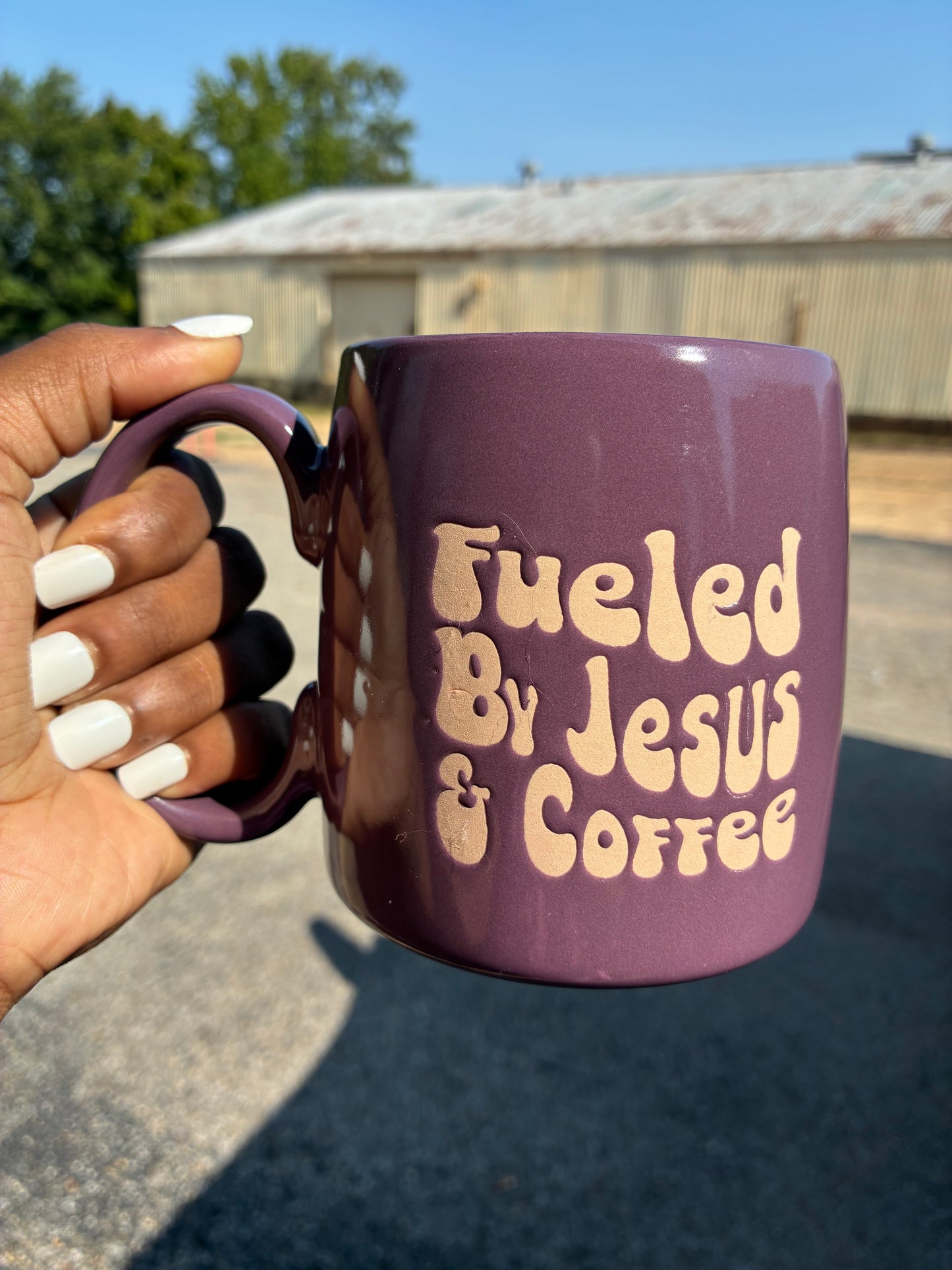 Fueled by Jesus & Coffee Purple Mug