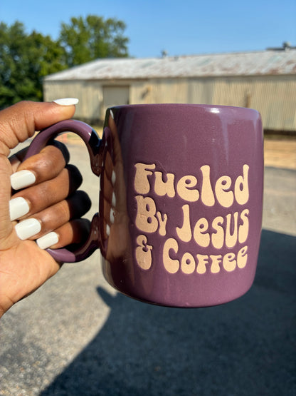 Fueled by Jesus & Coffee Purple Mug