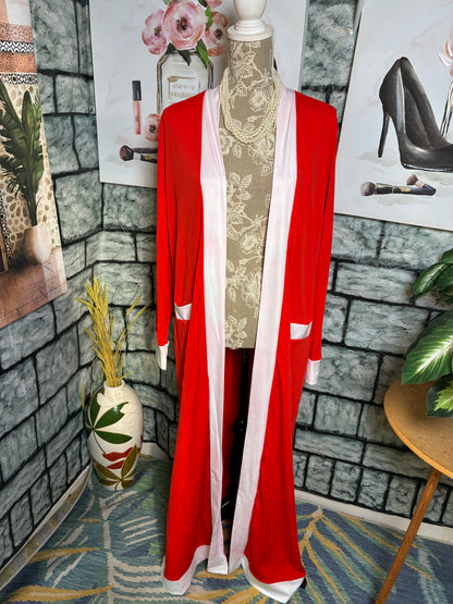 Red White Duster Women sz 3xl