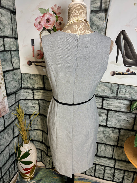 Sandra Darren Gray Black White Dress Women sz 8