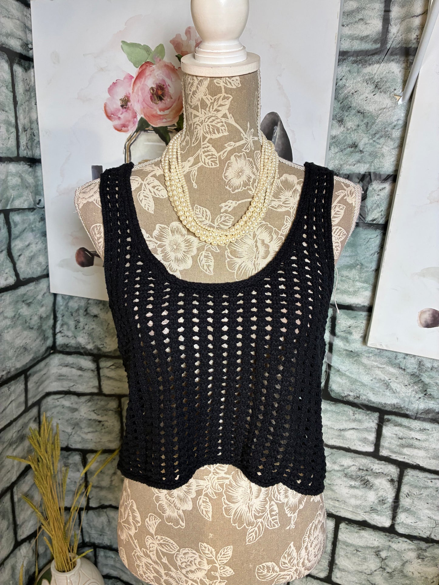 Wild Fable Black Knitted Top Women sz Medium