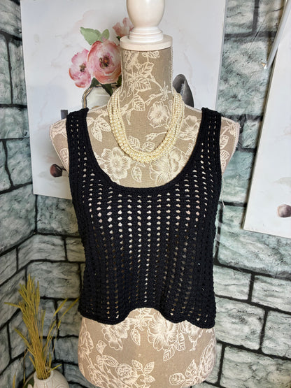 Wild Fable Black Knitted Top Women sz Medium