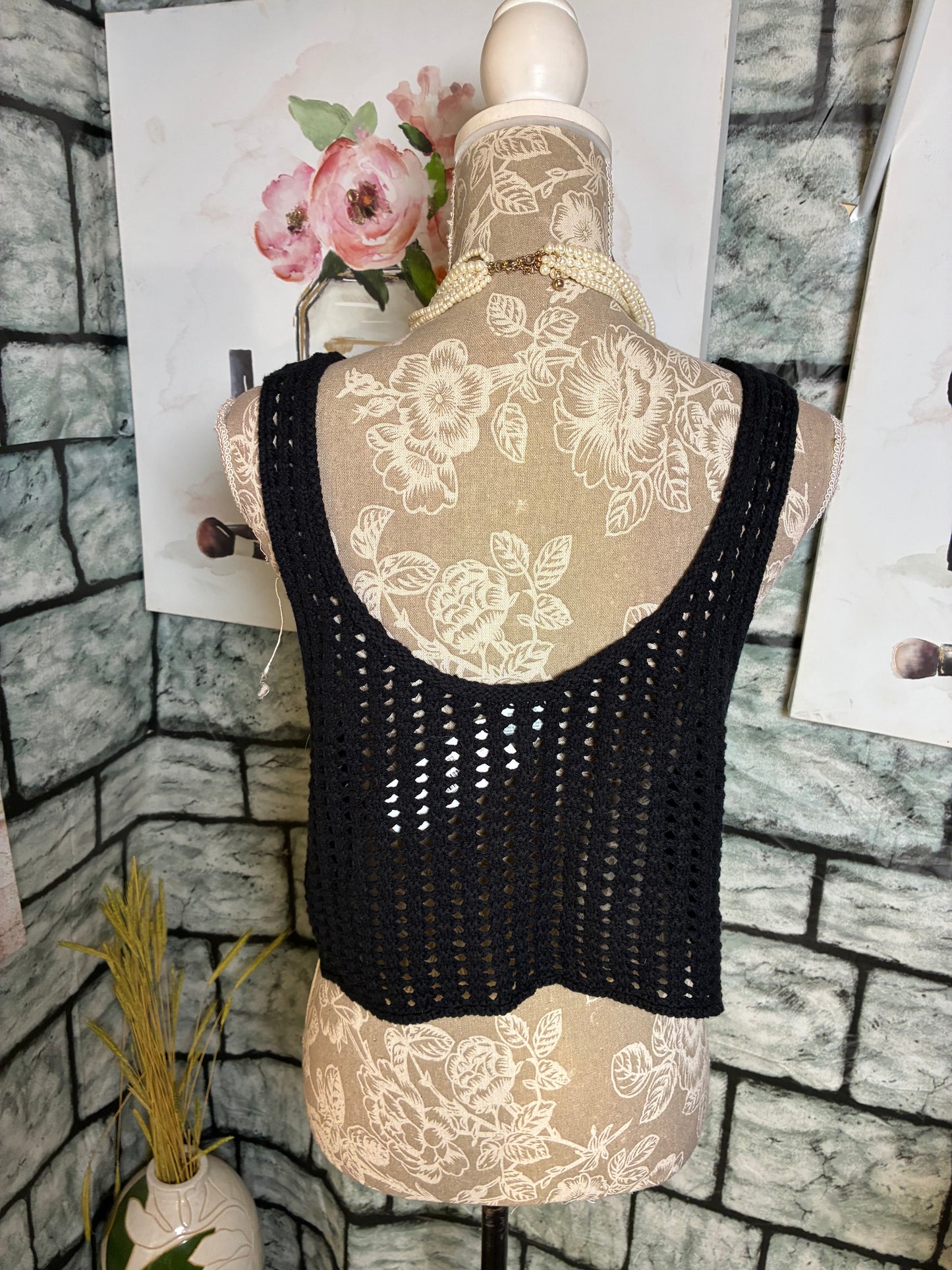 Wild Fable Black Knitted Top Women sz Medium