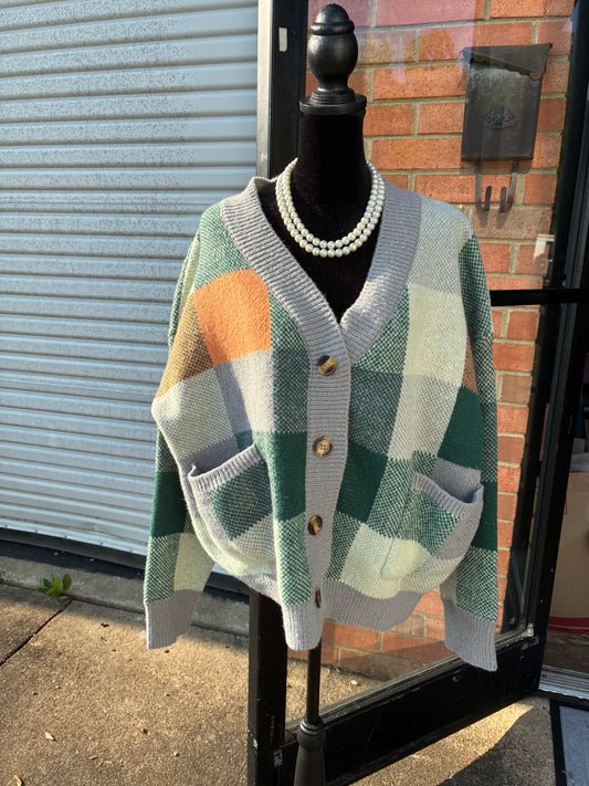 Shein Gray Green Cardigan Sweater Women sz 0XL