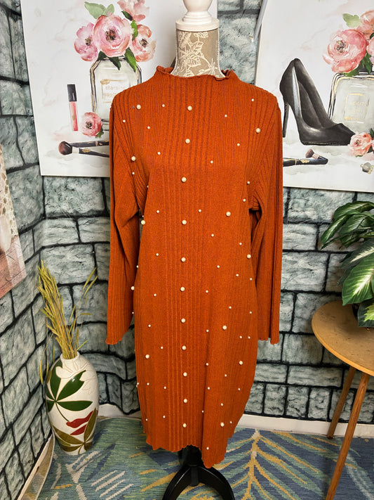 Shein Orange Pearl Dress Women sz 3XL
