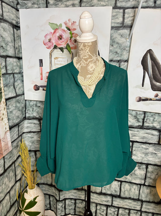 Umgee Green Blouse Women sz Medium