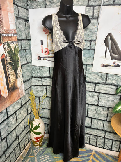 Black Beige Long Dress Women sz Small