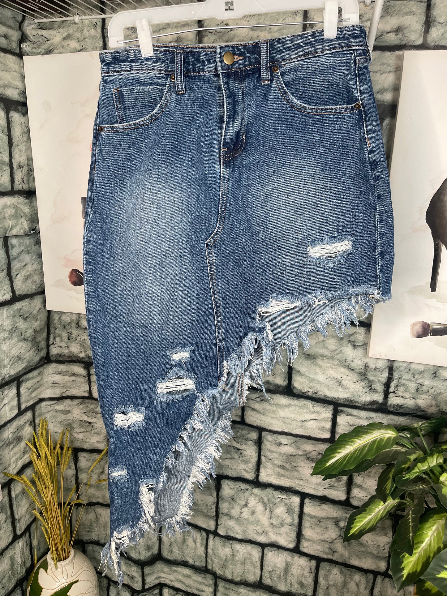 Fashion Nova Blue Denim Skirt Women sz Medium