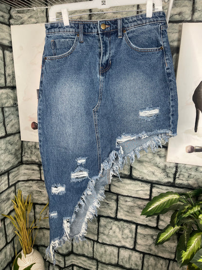 Fashion Nova Blue Denim Skirt Women sz Medium