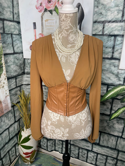 Shein Brown Blouse Women sz Small