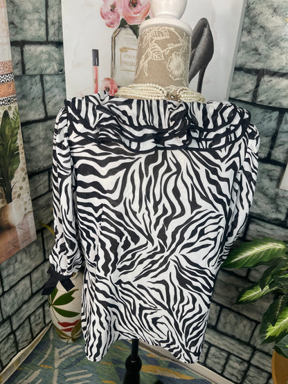 Simonton Says Black White Button Blouse Women sz Medium