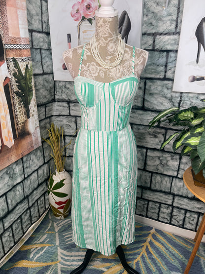 NEW Lily Rose Green Tan Dress Women sz Medium