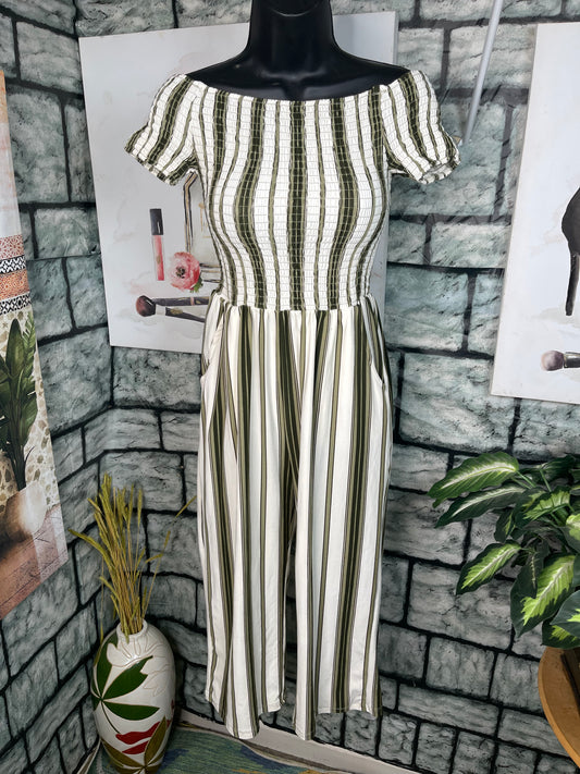J for Justify White Green Jumpsuit Women sz Small