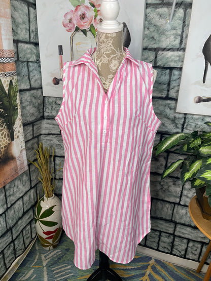 Shein Pink White Dress Women sz XL