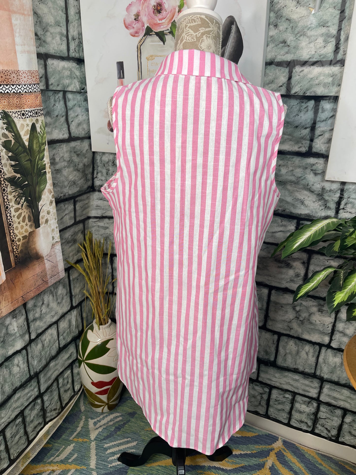 Shein Pink White Dress Women sz XL