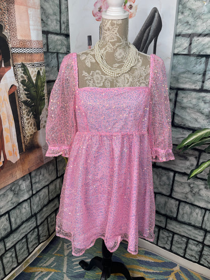 Main Strip Pink Dress Women sz Large