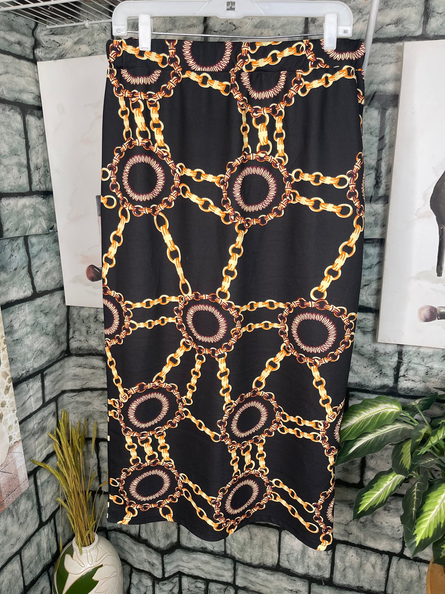 Shein Black Gold Skirt Women sz 1XL