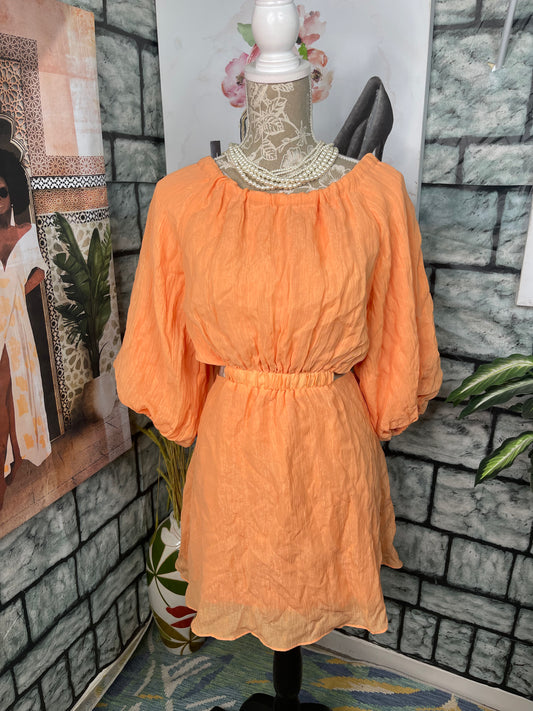 Dee Elly Orange Dress Women sz Small