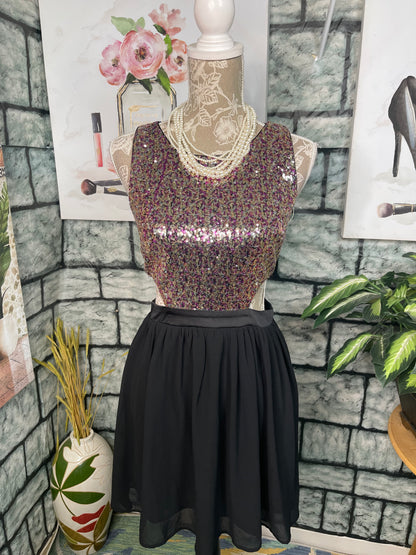 Forever 21 Silver Purple Sequin Dress Women sz Medium