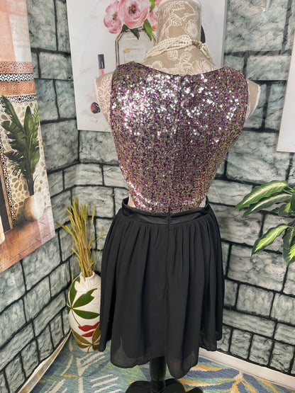 Forever 21 Silver Purple Sequin Dress Women sz Medium