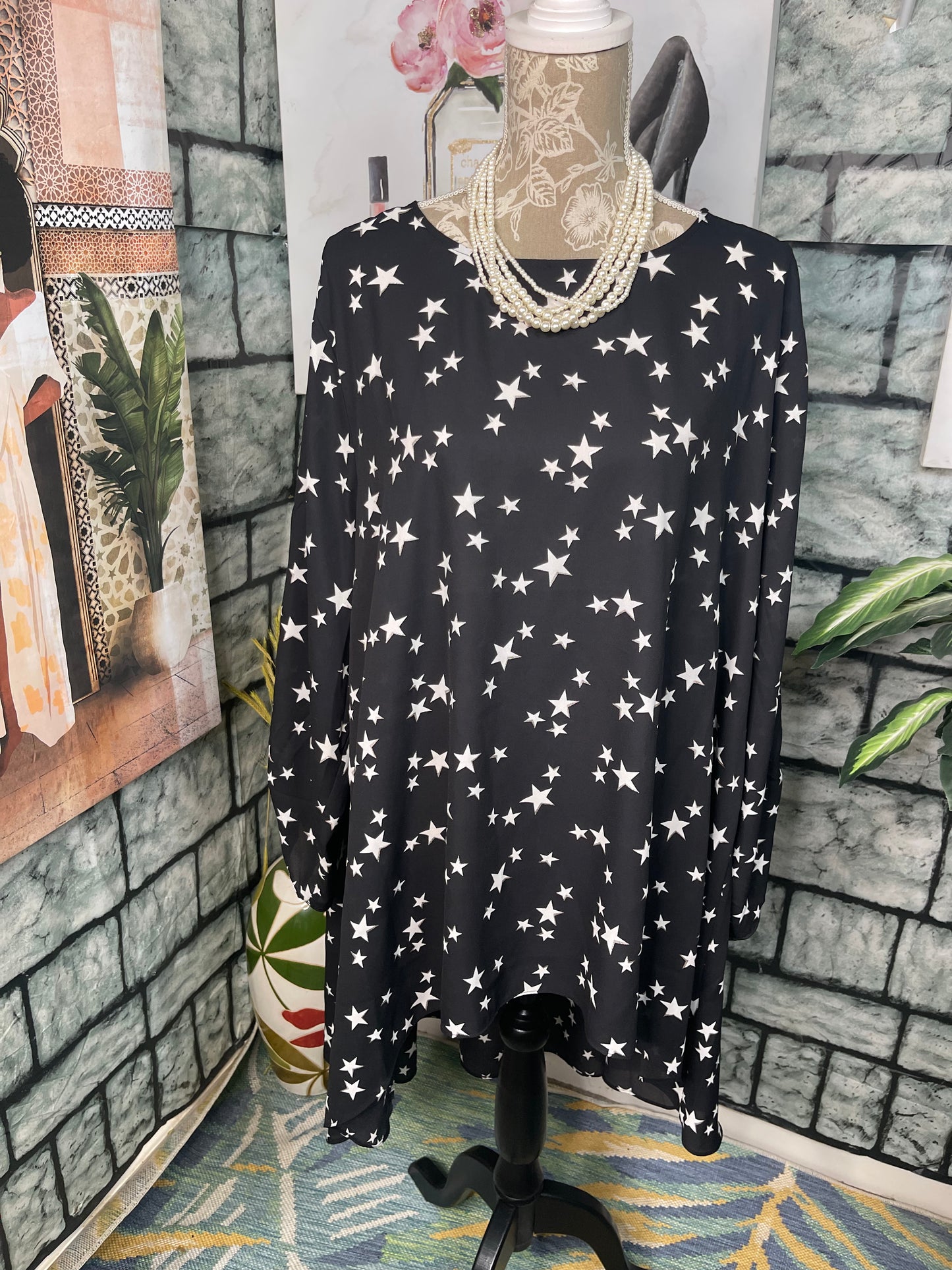 Cato Black Star Blouse Women sz 22/24
