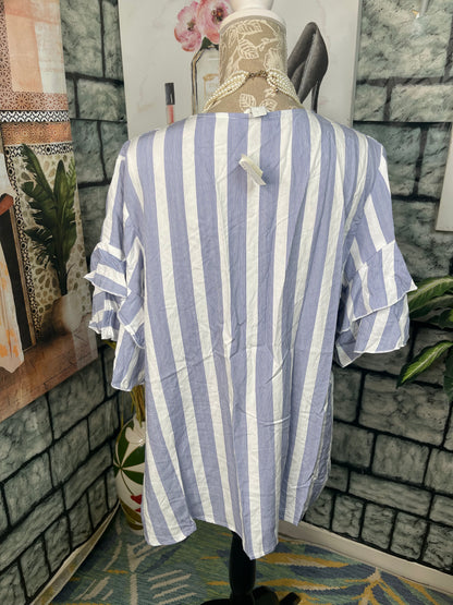 NEW Est 1946 Blue White Blouse Women sz Large