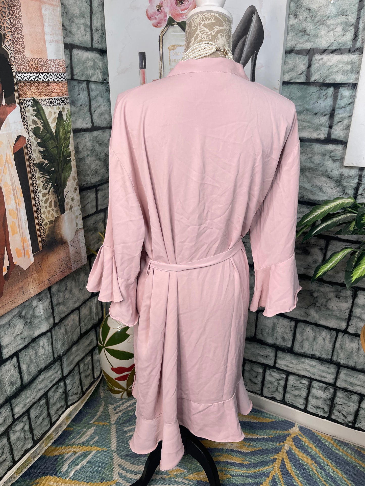 Pink Wrap Dress Women sz XL/2XL/3XL