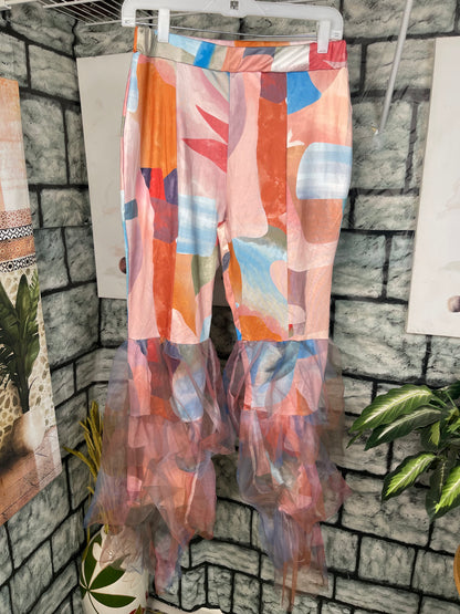 Colorful Flare Pants Women sz Large