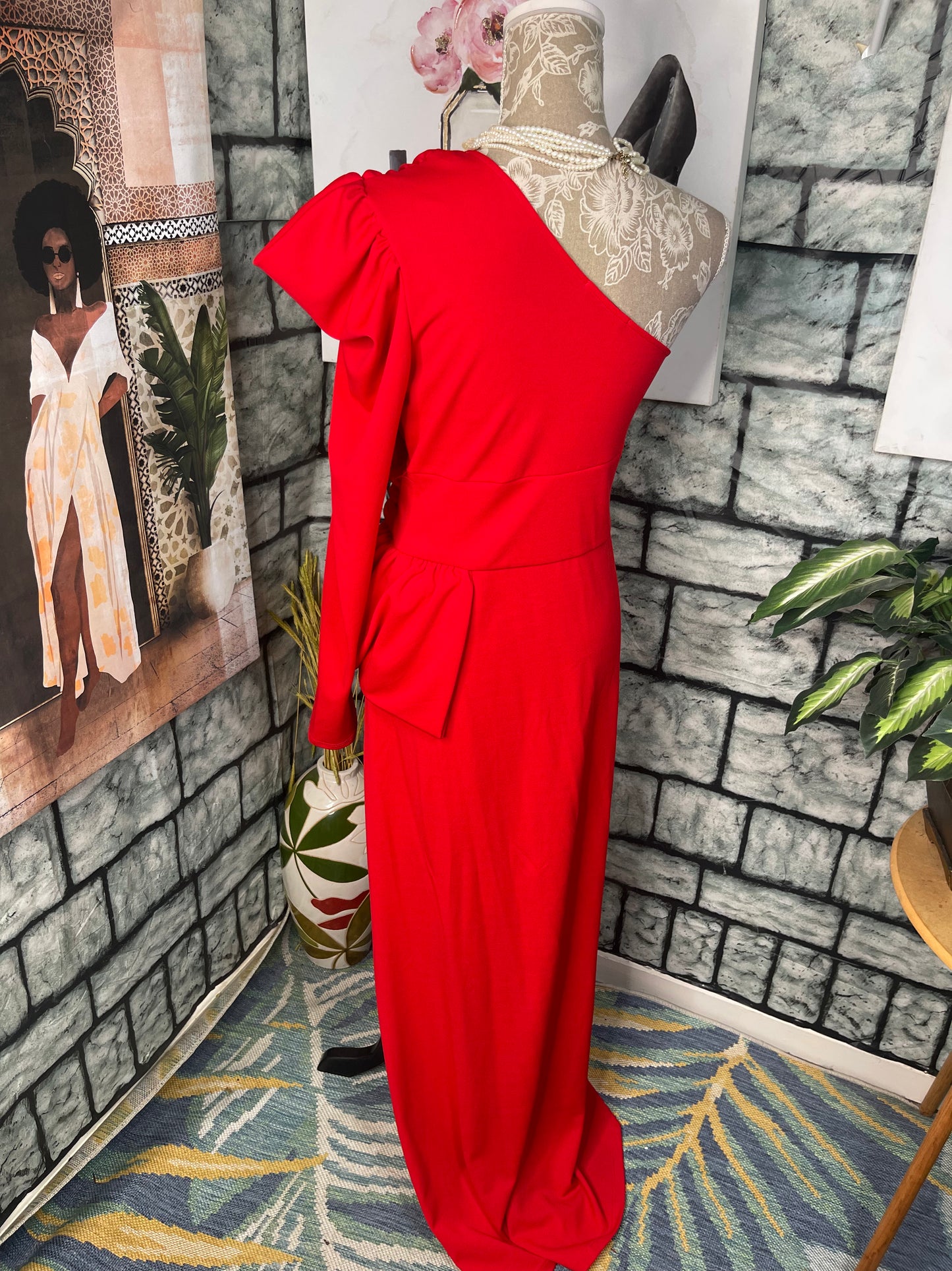 Win Win Red Blouse Women sz Large