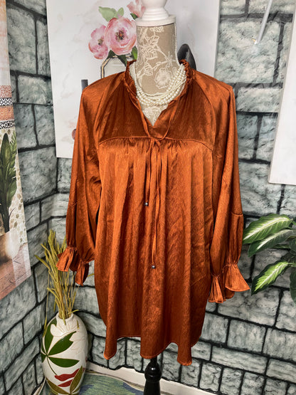 Entro Orange Blouse Women sz XL