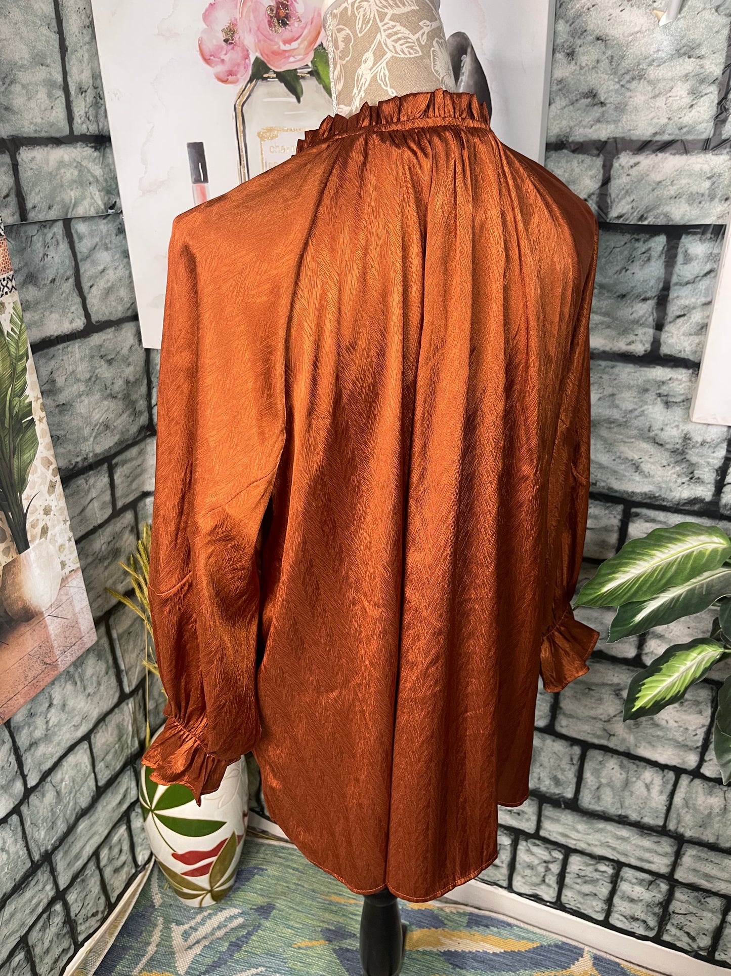 Entro Orange Blouse Women sz XL