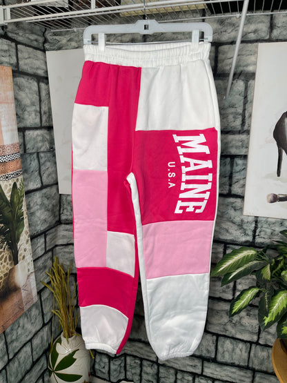 Shein "miami" Pink White Joggers Women sz Large