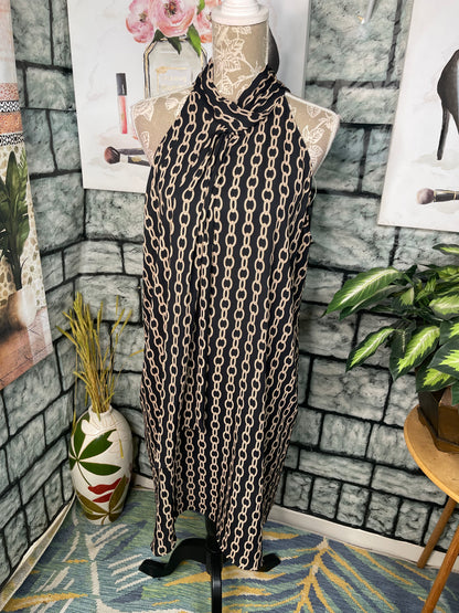 Worthington Black Tan Print Dress Women sz XL