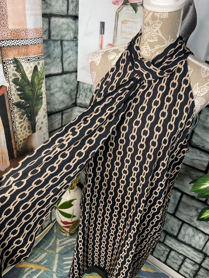Worthington Black Tan Print Dress Women sz XL