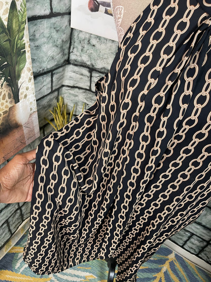 Worthington Black Tan Print Dress Women sz XL