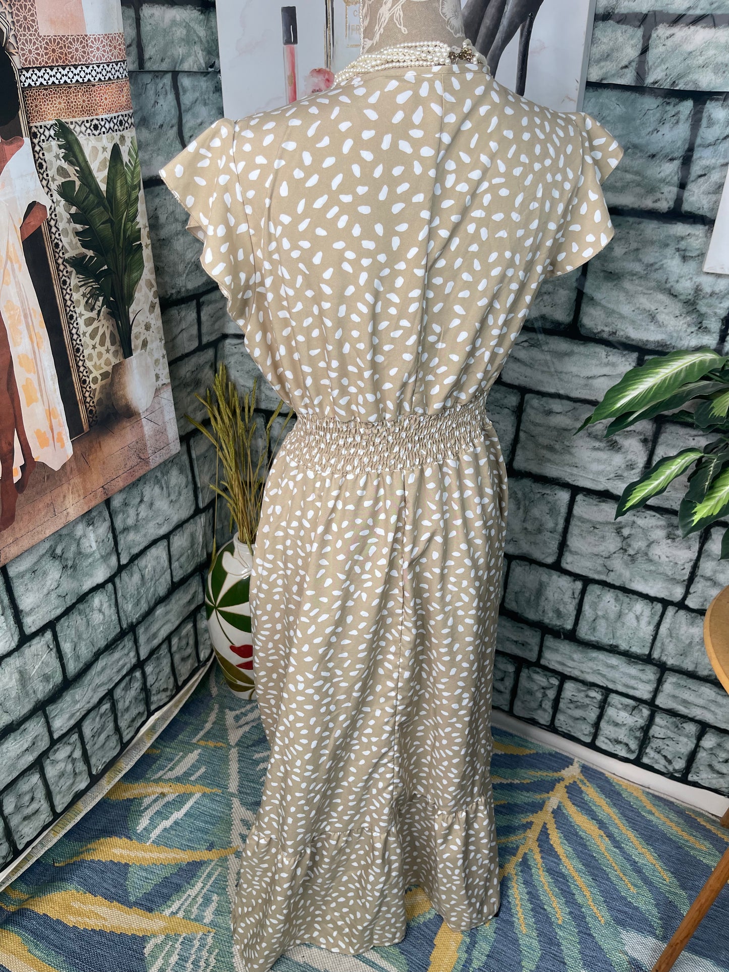 Tan White Dress Women sz XL