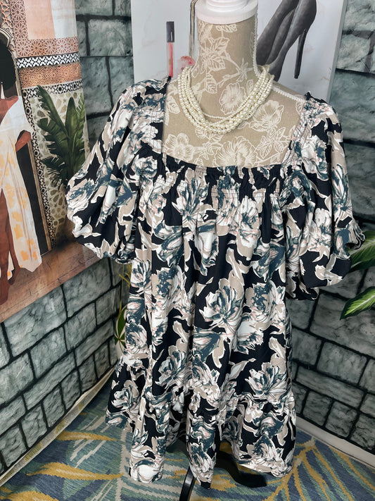 EE Some Black Floral Dress Women sz Large