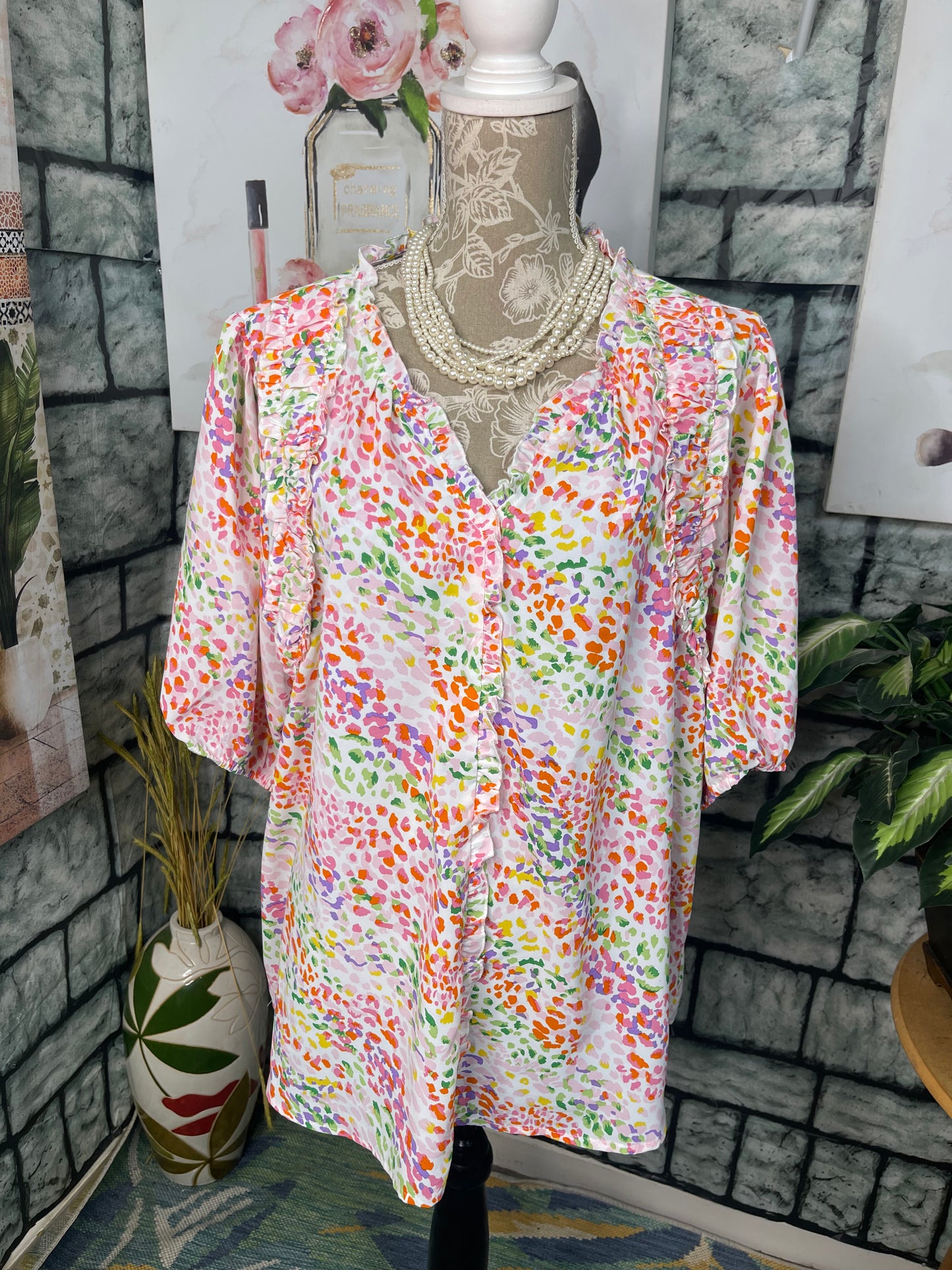 Colorful Blouse Women sz 2XL