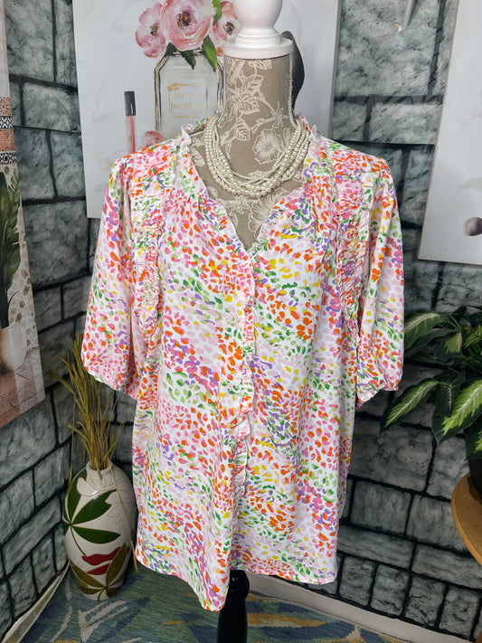 Colorful Blouse Women sz 2XL