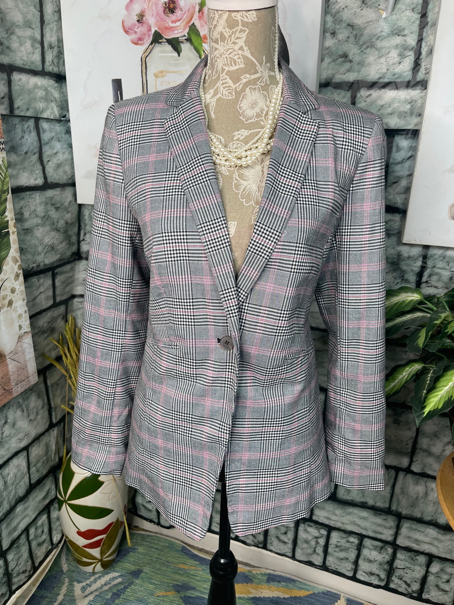 Worthington Gray Pink Blazer Women sz Small