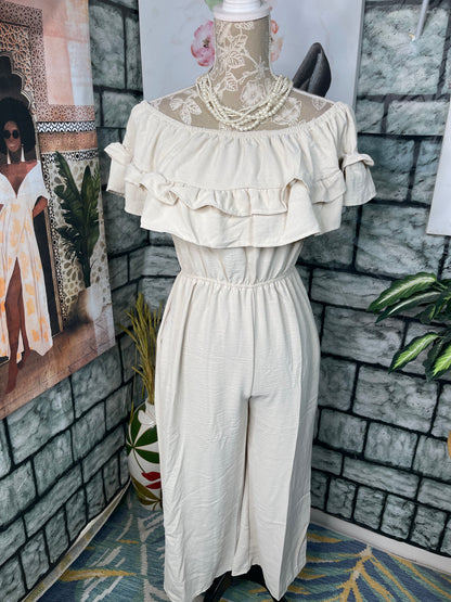 Sweet Lovely Beige Jumpuit Women sz Medium