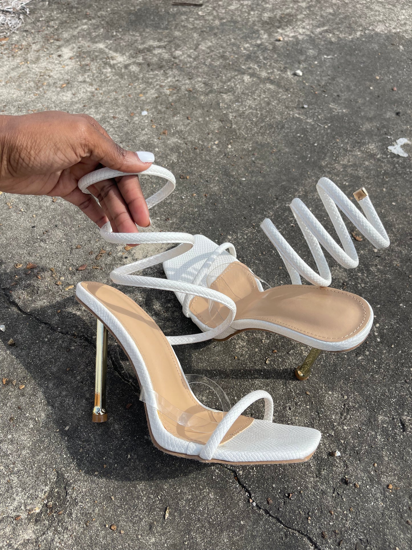 White Heels Spiral Women sz 10
