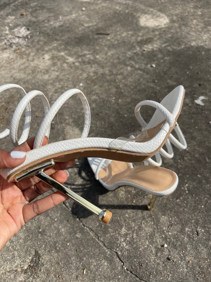 White Heels Spiral Women sz 10