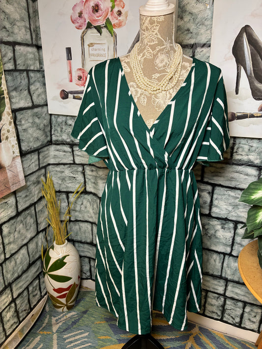 Shein Green White Dress Women sz 0XL