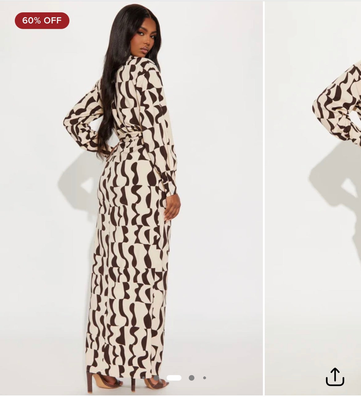 NEW Fashion Nova Brown Tan Print Button Dress Women sz XS