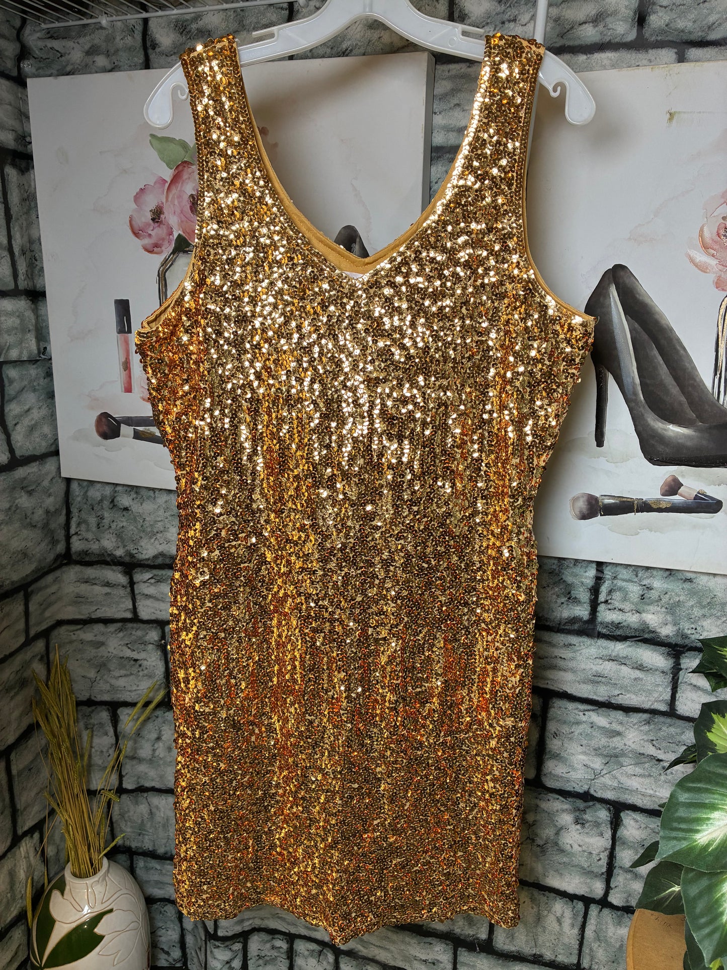 NEW Maner Gold Dress Women sz 2XL