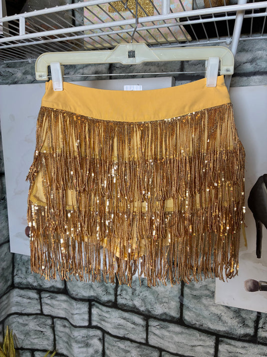 Shein Gold Skirt w/shorts Women sz Small
